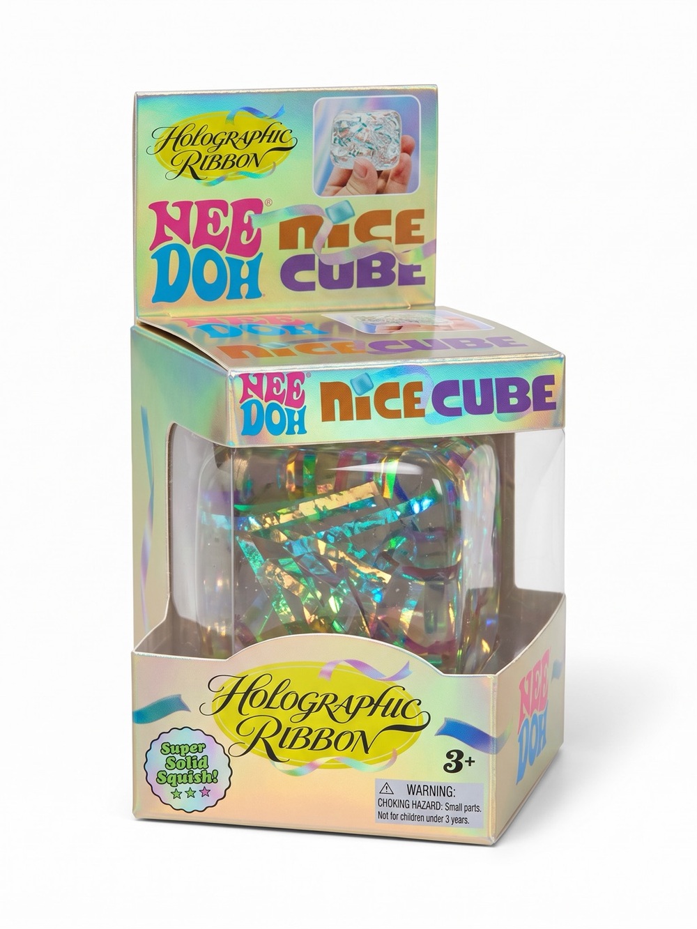 NeeDoh Nice Cube Holographic Ribbon Sensory Fidget Toy Stress Relief